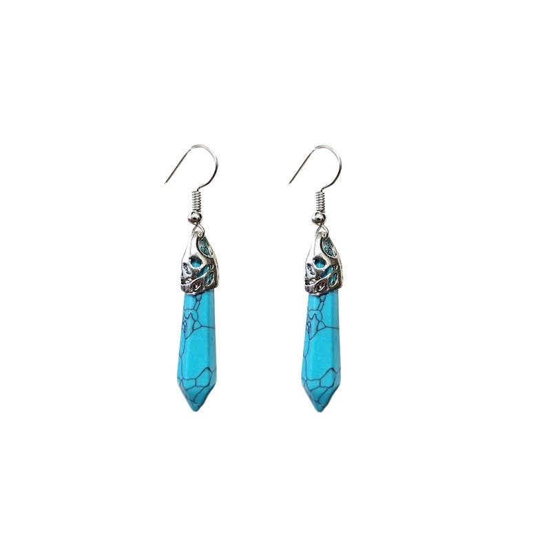 Ethnic Style Water Droplets Stone Drop Earrings 1 Pair