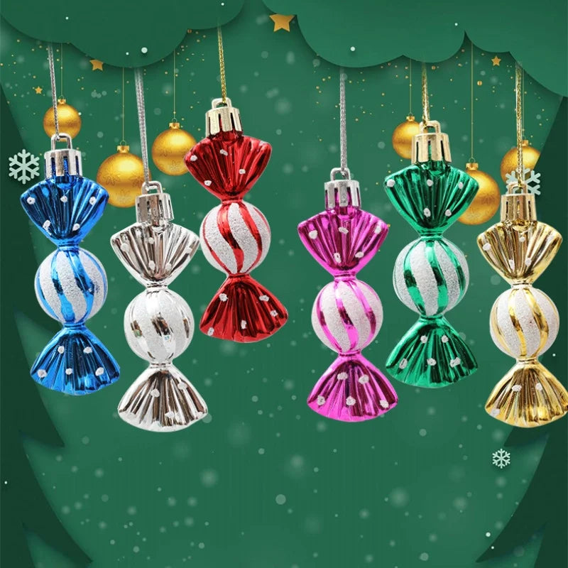 Christmas Mini Round Candy Ornaments Christmas Tree Ornaments Electroplating Plastic Painted Ball Candy Hanging Props