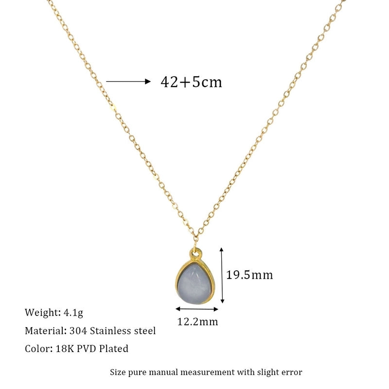 Retro Water Droplets 304 Stainless Steel Plating Pendant Necklace