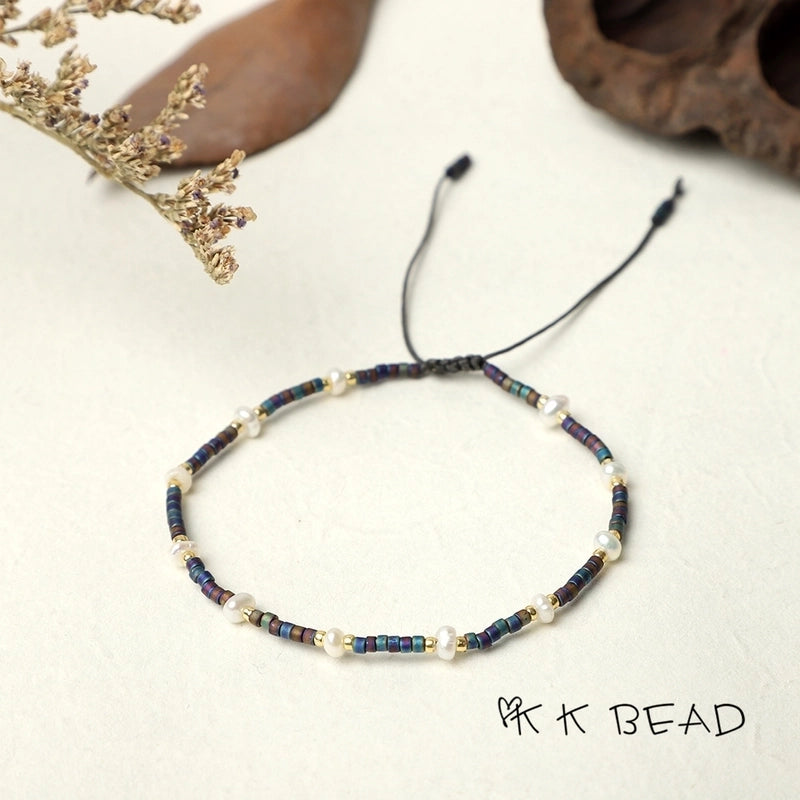 1 Piece Minimalist Color Block Freshwater Pearl Glass Beaded Bracelets