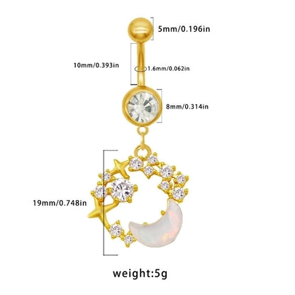 1 Piece Belly Rings Sexy Classic Style Star Heart Shape Butterfly 316L Stainless Steel Alloy Inlay Resin Rhinestones Glass Gold Plated
