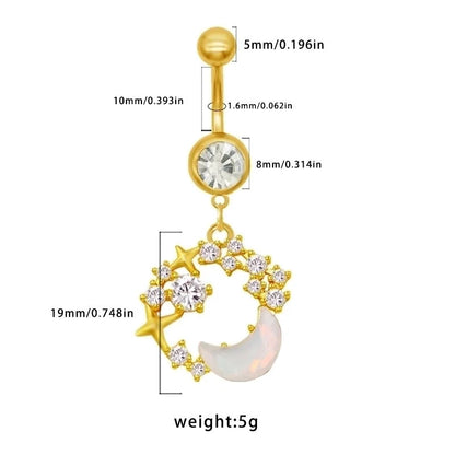 1 Piece Belly Rings Sexy Classic Style Star Heart Shape Butterfly 316L Stainless Steel Alloy Inlay Resin Rhinestones Glass Gold Plated