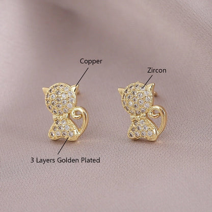 1 Pair IG Style Elegant Minimalist Letter Heart Shape Bicycle Plating Inlay Copper Zircon 18K Gold Plated Ear Studs