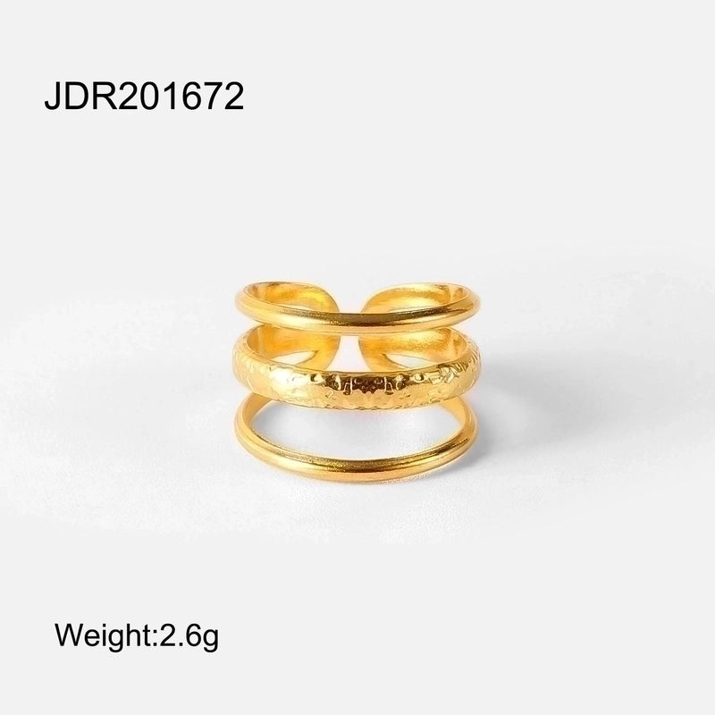 Minimalist Geometric 304 Stainless Steel 18K Gold Plated Rings