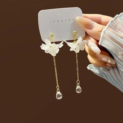 1 Pair Fashion Flower Alloy Plating Artificial Pearls Women\'s Drop Earrings