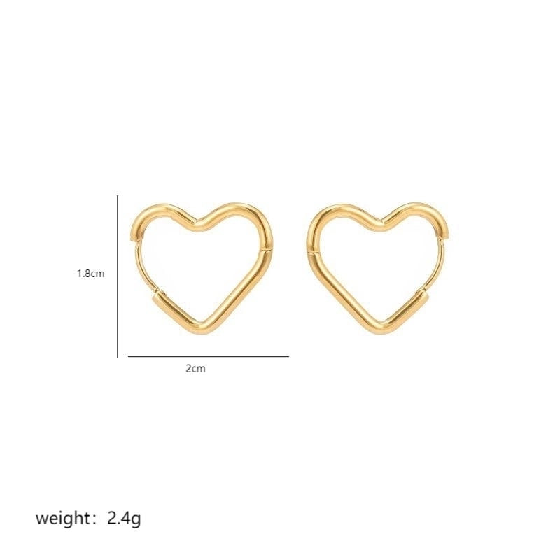 1 Pair Commute Pentagram Heart Shape Polishing Plating Stainless Steel 18K Gold Plated Earrings