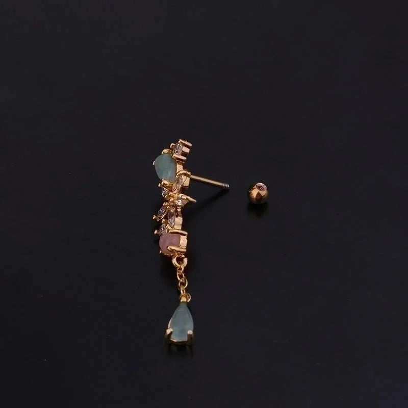 Ear Cartilage Rings & Studs Flower 316L Stainless Steel Copper Inlaid Zircon Zircon