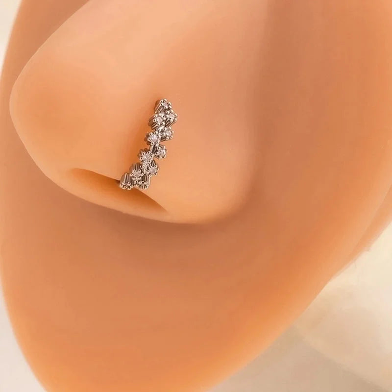 1 Piece Nose Rings & Studs Minimalist Geometric Alloy Inlay Rhinestones Nose Rings & Studs