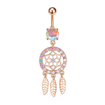 Fashion Heart Shape Copper Plating Zircon Belly Ring 1 Piece