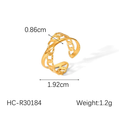 Classic Style Irregular Geometric 304 Stainless Steel Titanium Steel 18K Gold Plated Open Rings