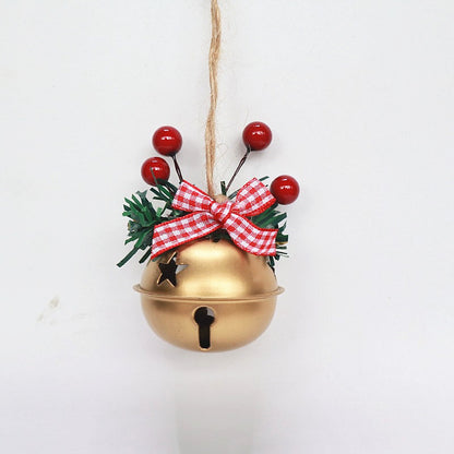 2 Pieces Christmas Decoration Christmas Tree Pendant Five Star Snowflake Bell Hemp Rope Berry Accessories Christmas Bell