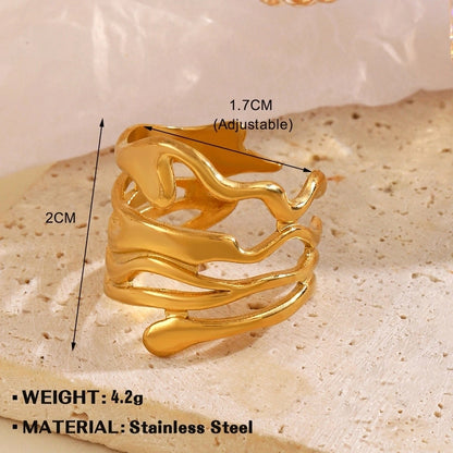 Minimalist Geometric 304 Stainless Steel Irregular Plating Open Rings