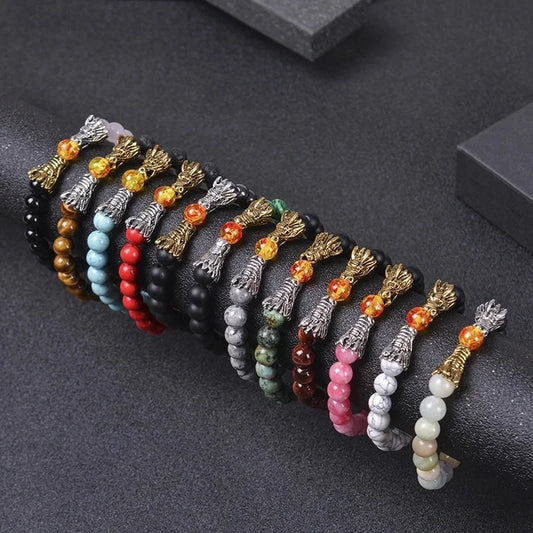 Classic Style Round Natural Stone Beaded Bracelets