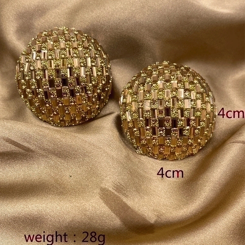 2 Pieces Minimalist Commute Geometric Inlay Copper Zircon Drop Earrings