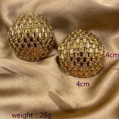 2 Pieces Minimalist Commute Geometric Inlay Copper Zircon Drop Earrings