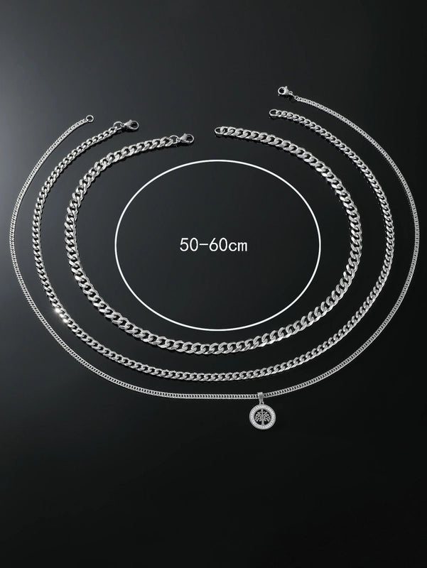 Basic Minimalist Classic Style Geometric Life Tree Rhombus Titanium Steel Plating Men's Pendant Necklace