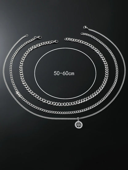 Basic Minimalist Classic Style Geometric Life Tree Rhombus Titanium Steel Plating Men's Pendant Necklace