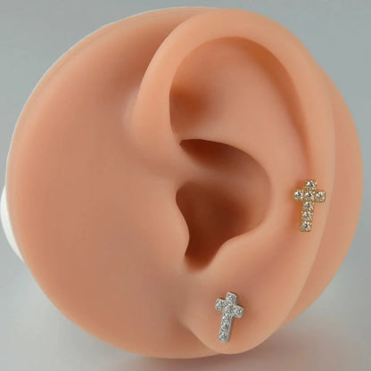 1 Piece Lip Rings Casual Vacation Tropical Cross G23 Titanium Alloy Plating Zircon 18K Gold Plated Lip Rings Ear Cartilage Rings & Studs