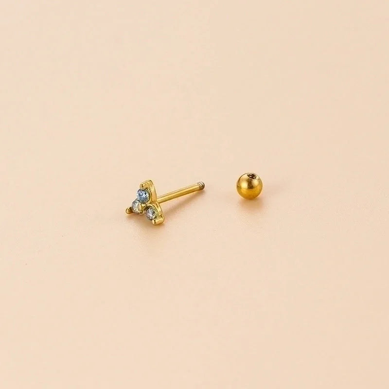 1 Piece Ear Cartilage Rings & Studs Fashion Geometric 316L Stainless Steel Plating Zircon