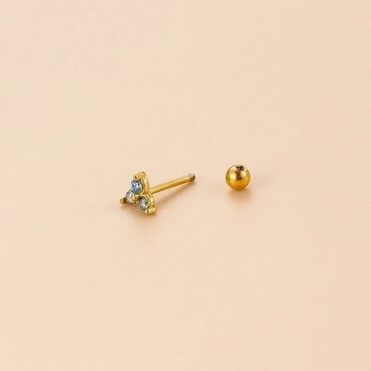 1 Piece Ear Cartilage Rings & Studs Fashion Geometric 316L Stainless Steel Plating Zircon