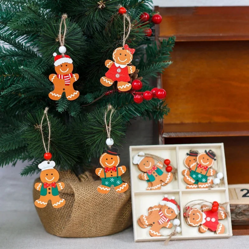 Christmas Cartoon Style Cute Gingerbread Doll Wood Festival Hanging Ornaments Decorations Hanging Ornaments
