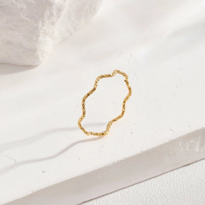 Minimalist Classic Style Waves Solid Color Titanium Steel Rings