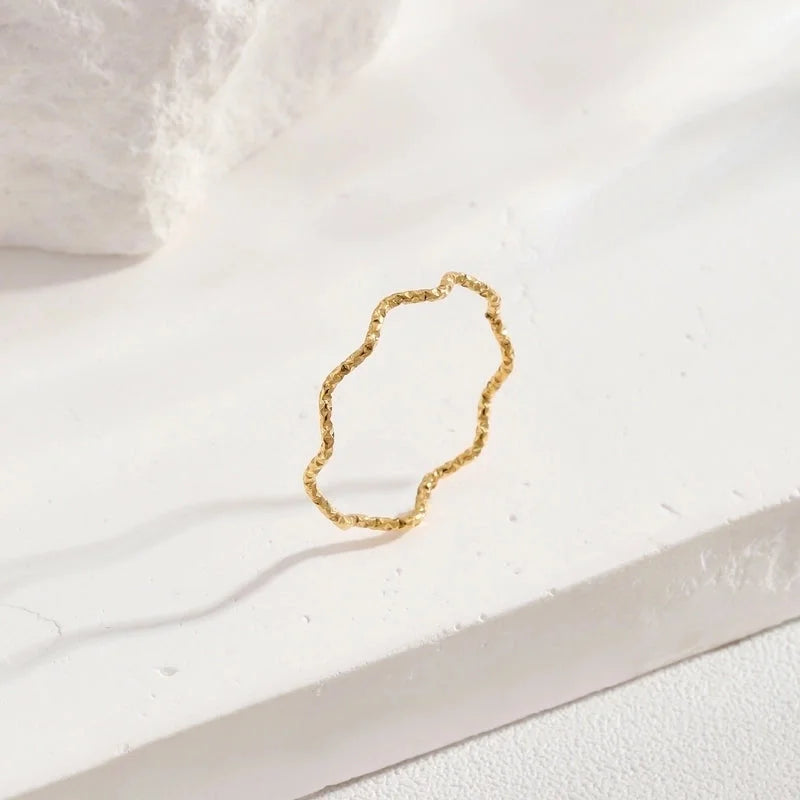 Minimalist Classic Style Waves Solid Color Titanium Steel Rings