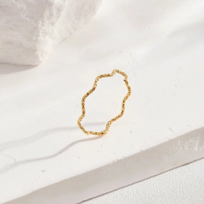 Minimalist Classic Style Waves Solid Color Titanium Steel Rings