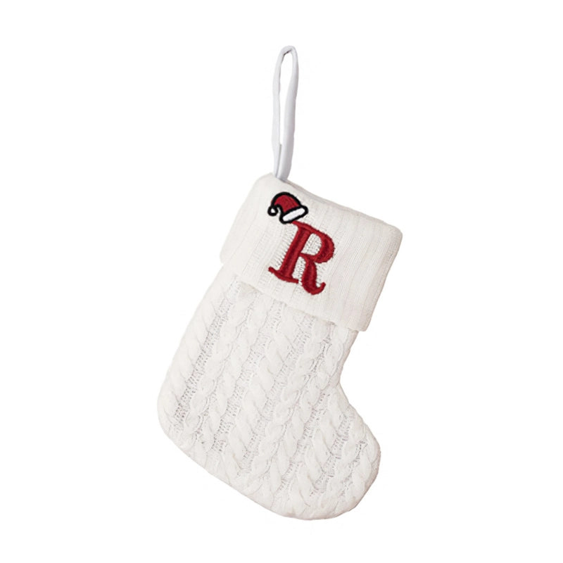 Cross-border Letter Christmas Stockings Santa Claus New Christmas Gift Wool Knitted Candy Bag Christmas Tree Pendant
