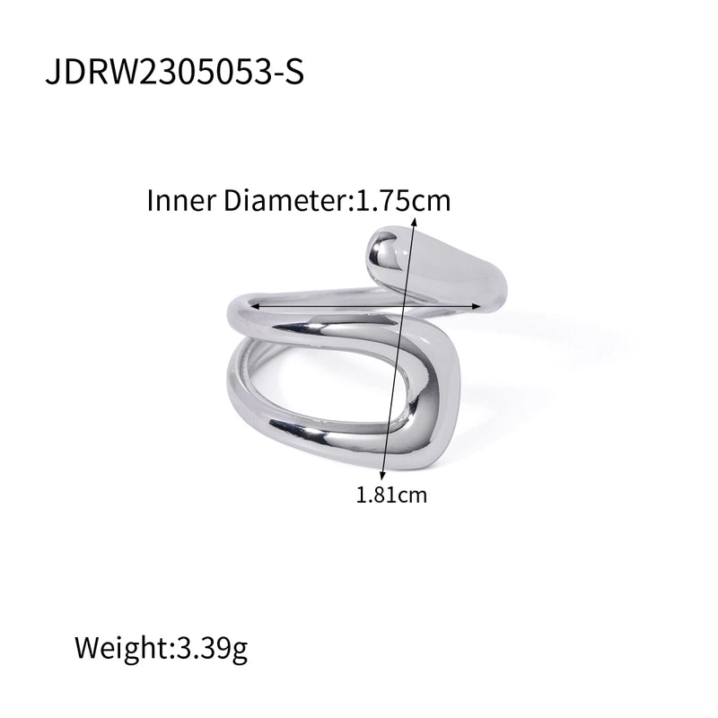 IG Style Minimalist Irregular Solid Color 304 Stainless Steel Plating Open Rings