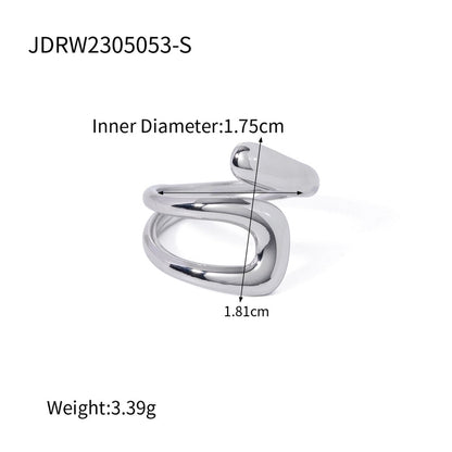 IG Style Minimalist Irregular Solid Color 304 Stainless Steel Plating Open Rings