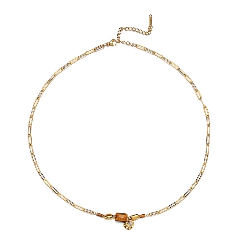 Titanium Steel Necklace Fashion Stainless Steel Necklace 18K Gold Non-Fading French Minority Retro Ladies