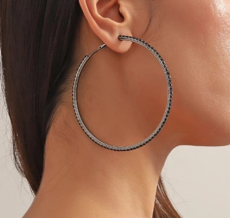 1 Pair Exaggerated Minimalist Circle Plating Inlay Copper Rhinestones Hoop Earrings