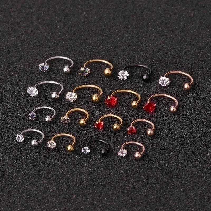 Piercing Zircon C-type Nose Nail Stainless Steel Screw Earrings