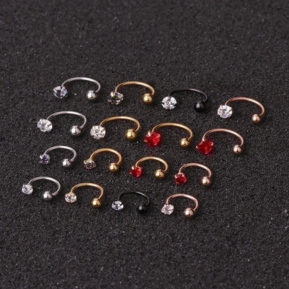 Piercing Zircon C-type Nose Nail Stainless Steel Screw Earrings