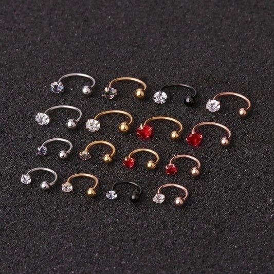 Piercing Zircon C-type Nose Nail Stainless Steel Screw Earrings