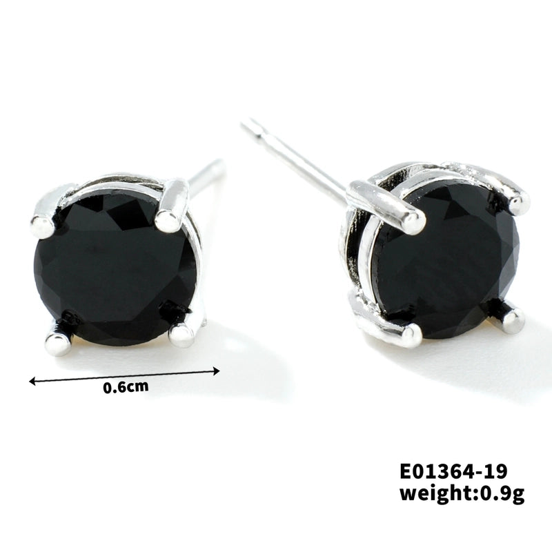 1 Pair Minimalist Geometric Plating Inlay Copper Glass K Gold Plated Rhodium Plated Ear Studs