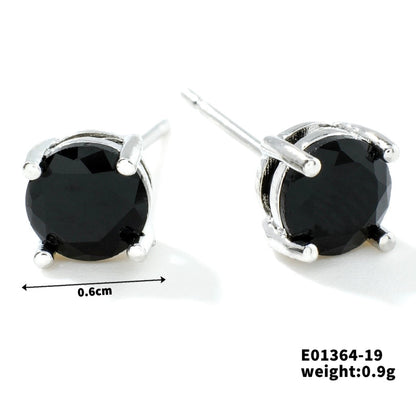 1 Pair Minimalist Geometric Plating Inlay Copper Glass K Gold Plated Rhodium Plated Ear Studs