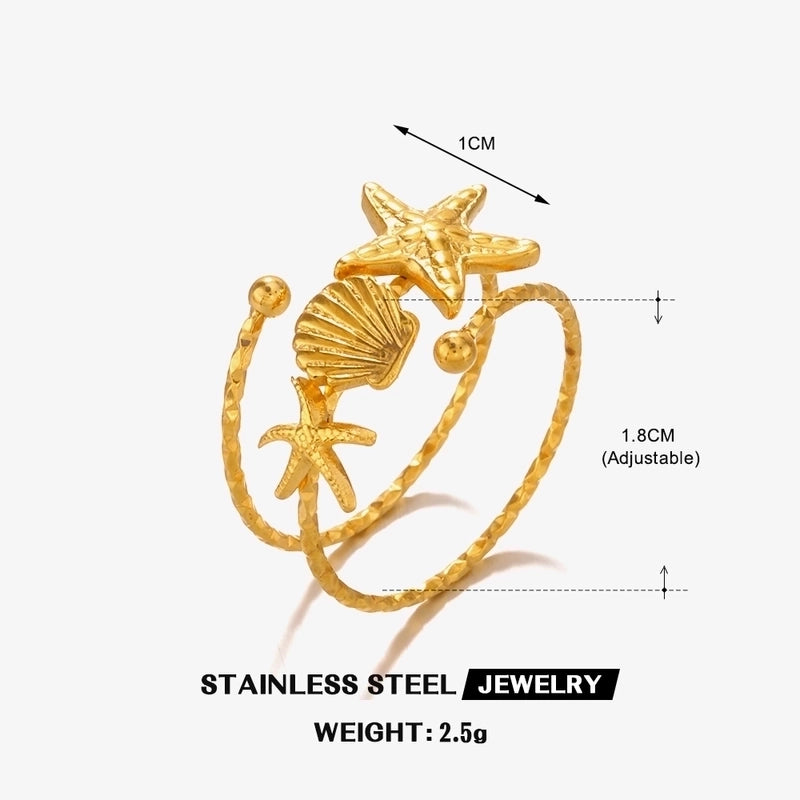 Beach Starfish Shell 304 Stainless Steel Artificial Pearls Amazonite 18K Gold Plated Inlay Rings Earrings