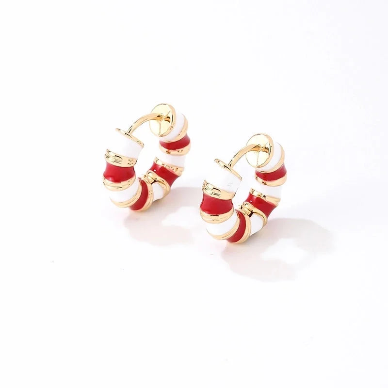 1 Pair Vintage Style Sweet Minimalist Geometric Stripe Enamel Plating Stainless Steel Earrings