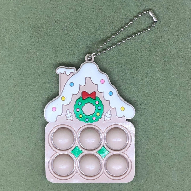 Christmas Tree Pendant Santa Snowman Deer Bubble Music Keychain Fingertip Toy