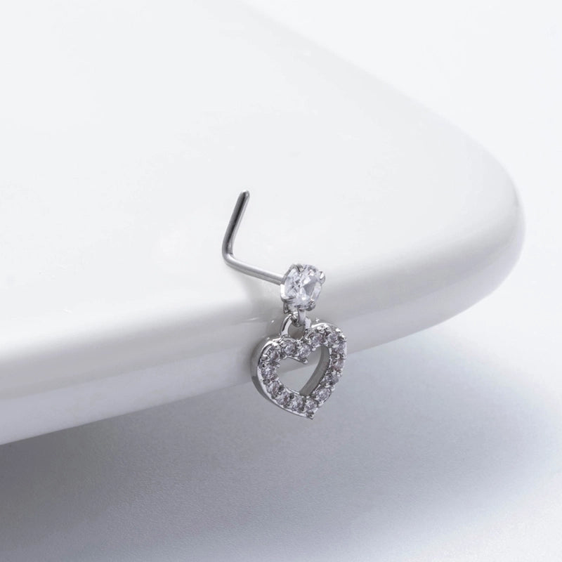 1 Piece Nose Rings & Studs Basic Classic Style Heart Shape Flower Butterfly 316L Stainless Steel Copper Plating Inlay Zircon