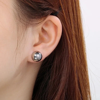 1 Pair Minimalist Round 304 Stainless Steel 18K Gold Plated Ear Studs