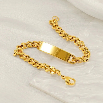 Luxurious Geometric Hand Infinity 304 Stainless Steel 18K Gold Plated Cuban Link Chain Bracelets In Bulk