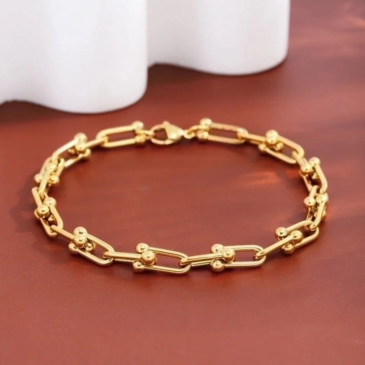 Casual Minimalist U Shape 304 Stainless Steel 18K Gold Plated Bracelets In Bulk