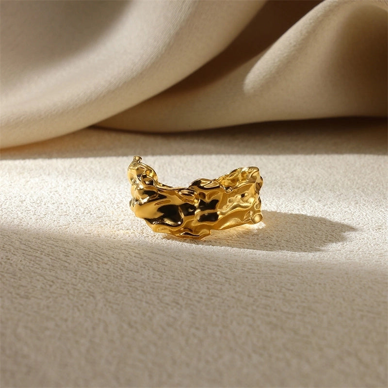 Exaggerated Beach Minimalist Geometric Starfish Shell 304 Stainless Steel Wide Band Rings Open Rings Rings