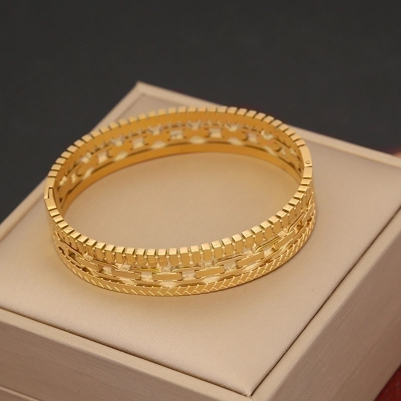 Vintage Style Luxurious Devil'S Eye Stainless Steel 18K Gold Plated Bangle In Bulk