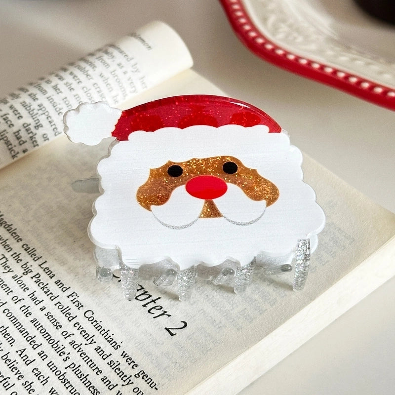 Christmas Casual Women's Christmas Tree Santa Claus Letter Arylic Hair Claws