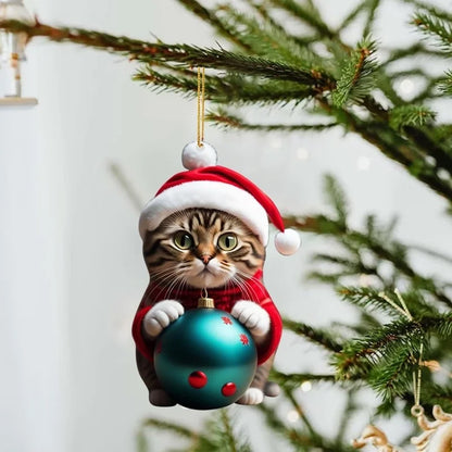 Christmas Christmas Hat Cat Arylic Flat Decorations Hanging Ornaments Car Hanging Accessories