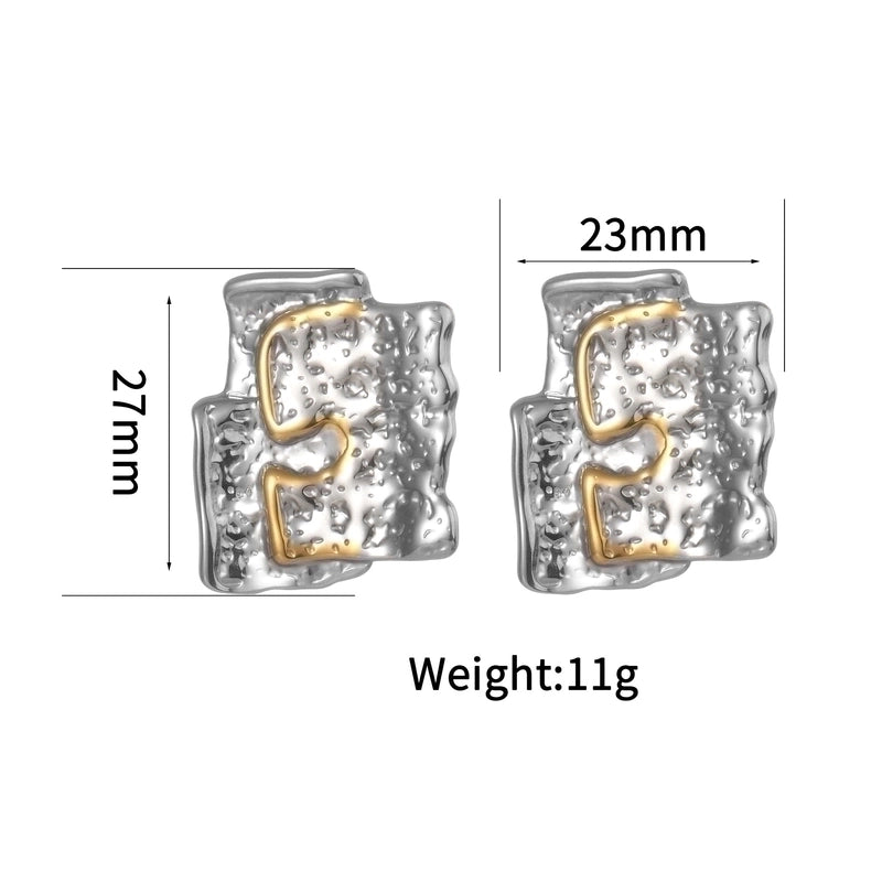 1 Pair IG Style Artistic Geometric Color Block Plating Titanium Steel 18K Gold Plated Ear Studs